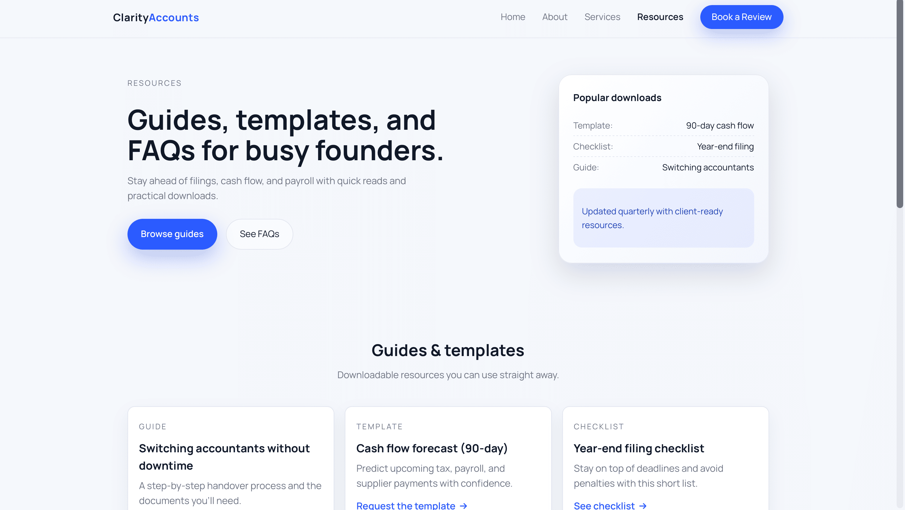 Resource hub and trust signals