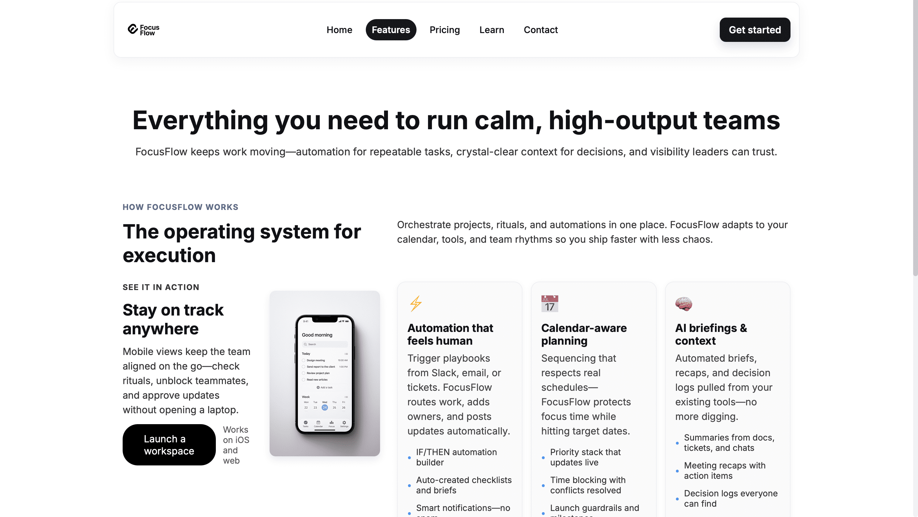 Feature and CTA block