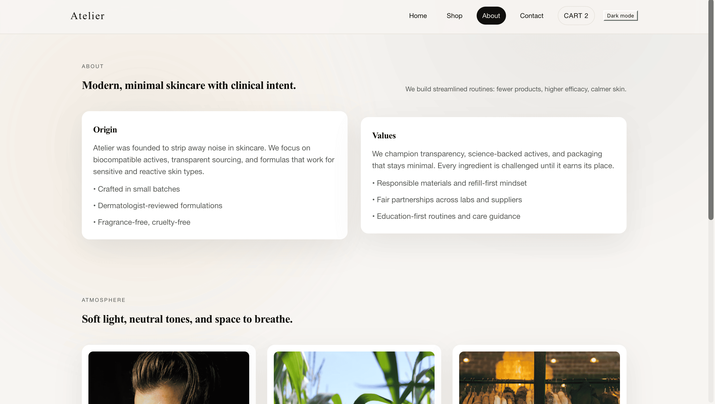 Skincare product layout