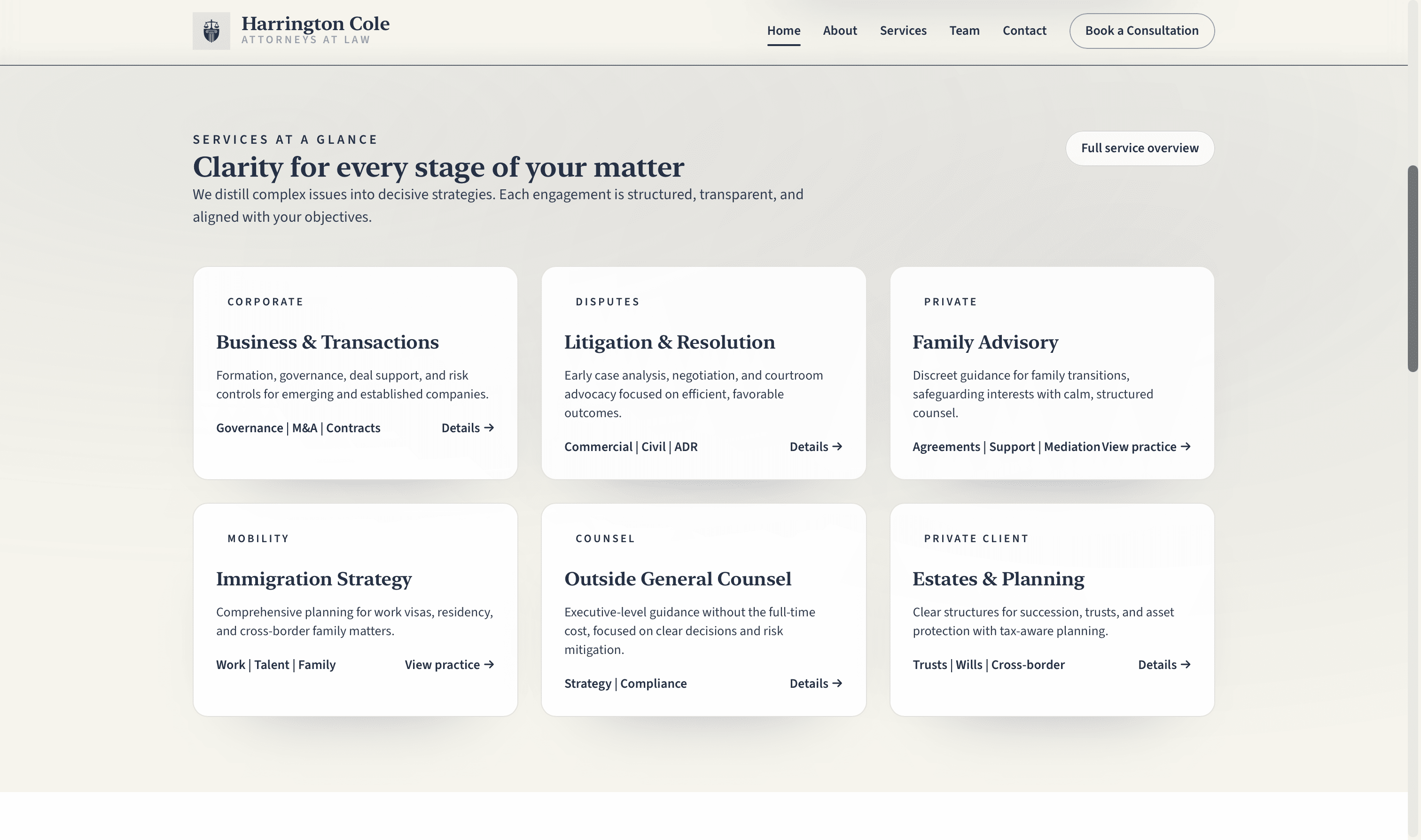 Hero and consultation CTA