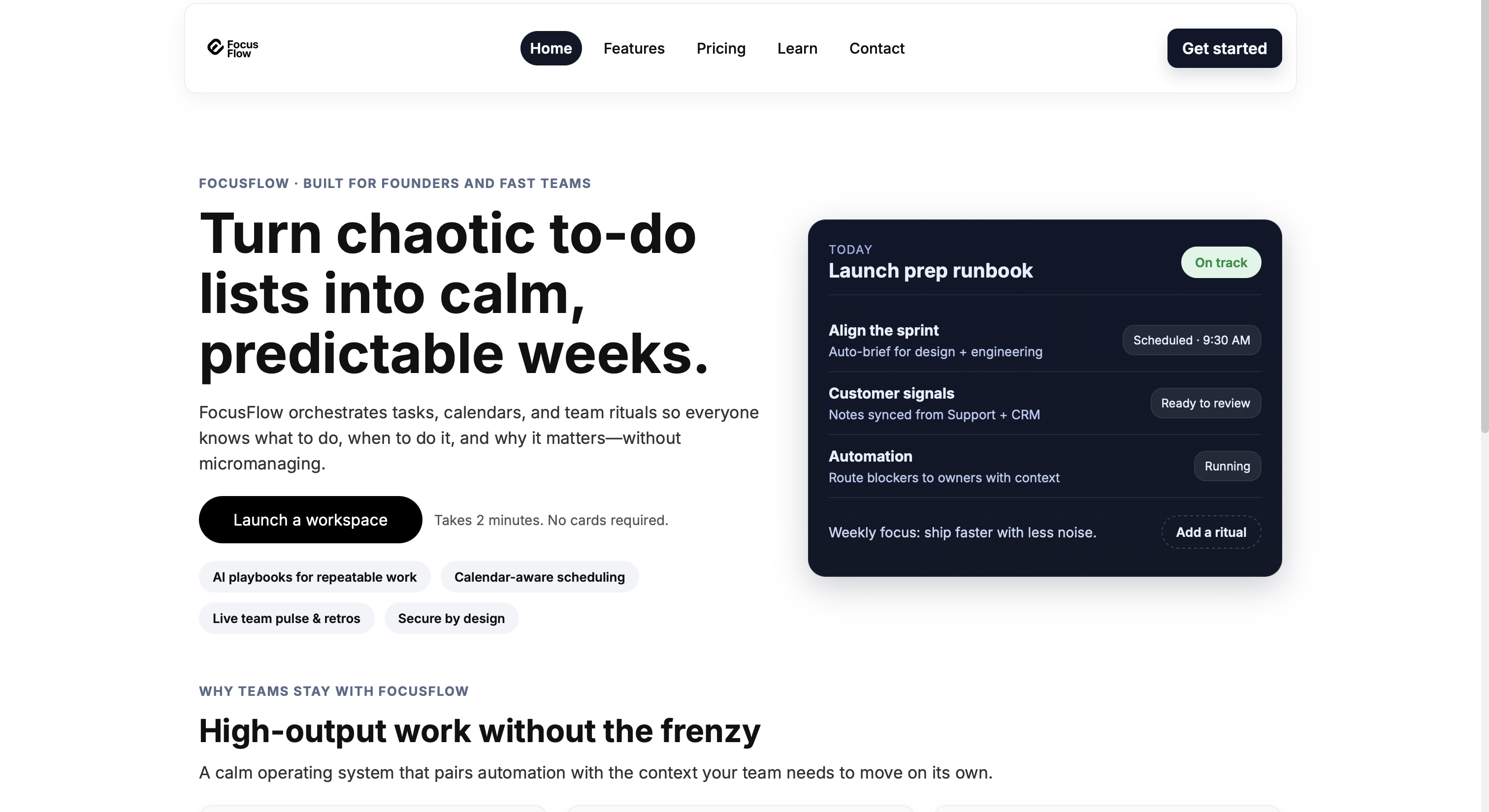 Business landing page